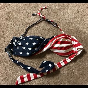 American flag cross cross bandeau bikini top